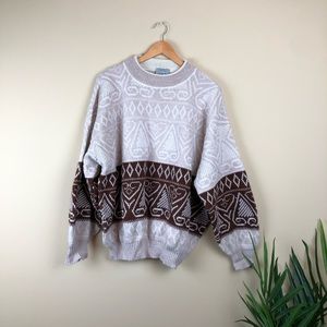 Vintage Tribal Print Oversized Sweater